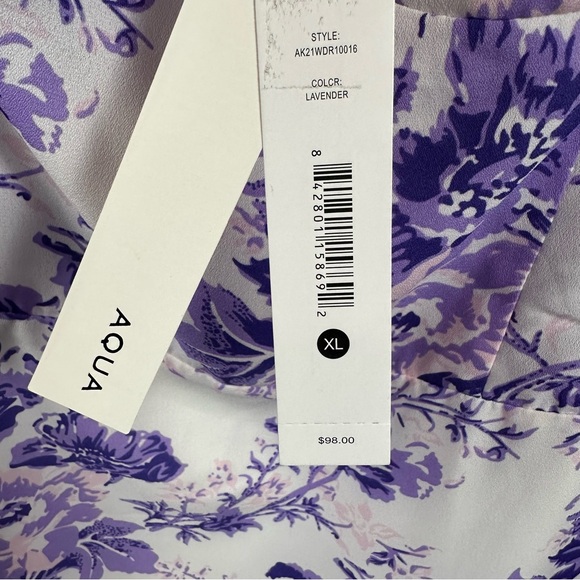 Aqua Lightweight Smocked Back Dress Tie Shoulders Floral XL Fits Like L NWT - Picture 5 of 10